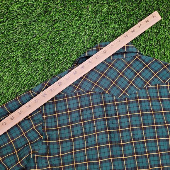 Vintage Stir-Ups Plaid Pearl-Snap Button Shirt L 16.5 23x29 - Picture 3 of 10